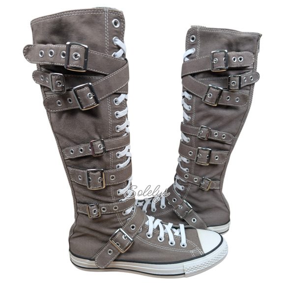 Converse 2012 XXHI 7 Multi Strap Grey Buckle Knee High Sneaker Boot Womens 9.5 - Picture 12 of 12